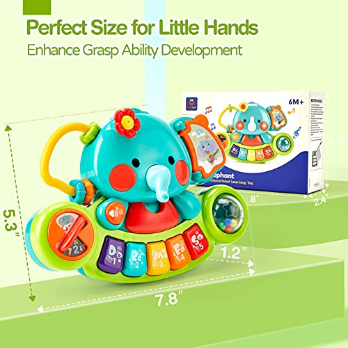 Hahaland Baby Spielzeug ab 6 Monate Mädchen,Elefant Musikspielzeug Motorikspielzeug,Musikinstrumente mit Licht & Klang Kinder Keyboard Babyspielzeug ab 1 Jahr Mädchen Jungen