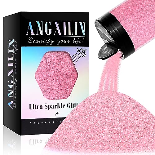 ANGXILIN High Capacity 260g Iridescent Fine Glitter,Shaker Bottle Fine Glitter for Epoxy Resin DIY Craft,Rainbow Fine Glitter for Nail Art Face Body Glitter Tumbler Making (IRI lt Pink)