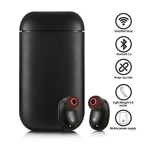 iado Ecouteur Bluetooth Oreillette sans Fil Sport Bluetooth V5.0 Réduction de Bruit CVC et DSP Autonomie Earbuds Boîte de Charge Etanche IPX 5 de Prise pour Samsung iPhone Sony iPad Tablette (Noir)