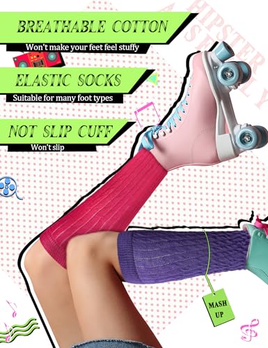 Neon Slouch Scrunch Socks 3 Pairs 80s Accessories for Women, Neon Women's Leg Warmers Heavy Soft Extra Long Socks2