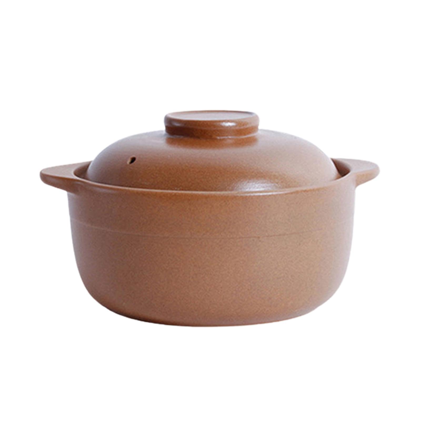 Sharplace Tontopf Reistopf Ton Kochtopf Handgefertigter kantonesischer Tontopf Reis Unglasierte Tontöpfe zum Kochen Kochgeschirr Irdener Kochtopf, 1.6 l