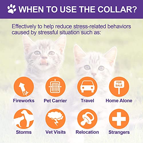 Image of Calming Collar for Cats 4 Pack, Pheromone Infused Collar, Natural Ingredients for Anxiety and Stress Relief, Relieves Stress and Adjustable for Small Medium Cats (Gray)