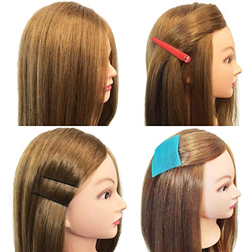 mannequin head with hair 80 human hair doll head 2634-2834 hairdresser practice training head cosmetology manikin with 9 tools and clamp - 27 honey golden