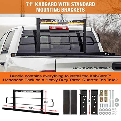 Image of Buyers Products 3052913 71 Inch Kabgard Heavy-Duty Steel Pickup Truck Headache Rack and Standard Mounting Brackets, Made in The USA, Truck Cab Rack