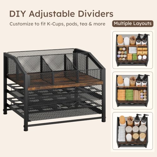 Image of Homsorout Coffee Pod Holder, Coffee Station Holds 56 Small /28 Big Capsules