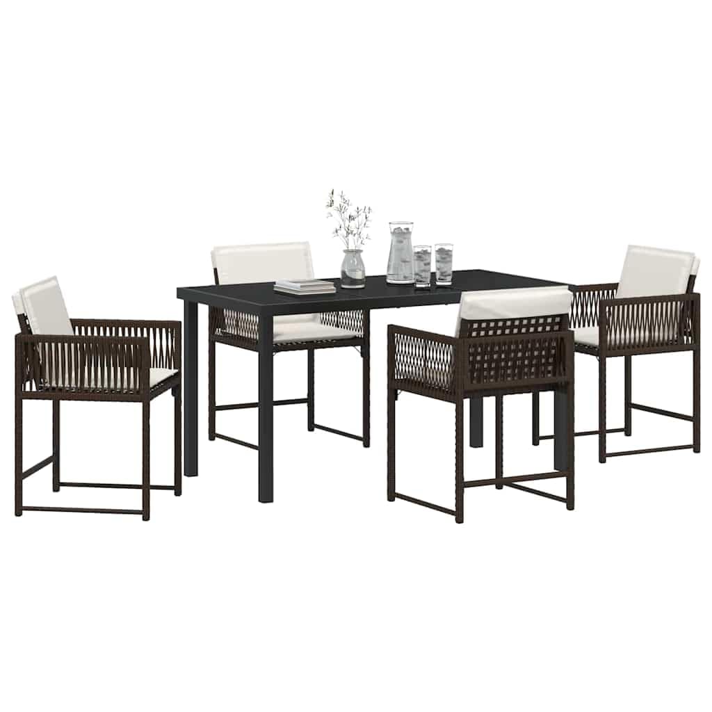 Ensemble de Salle à Manger Jardin 5 pcs Marron polyrotin moderne