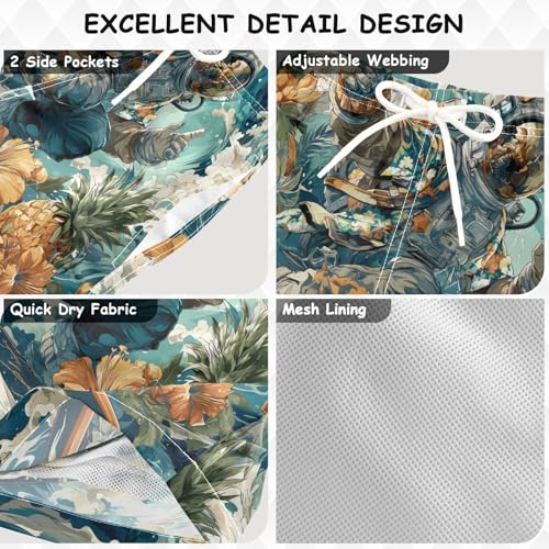 Boys Swim Trunks Astronaut Seawave Pineapple Toddler Swim Shorts Beach Board Shorts Swimsuit3