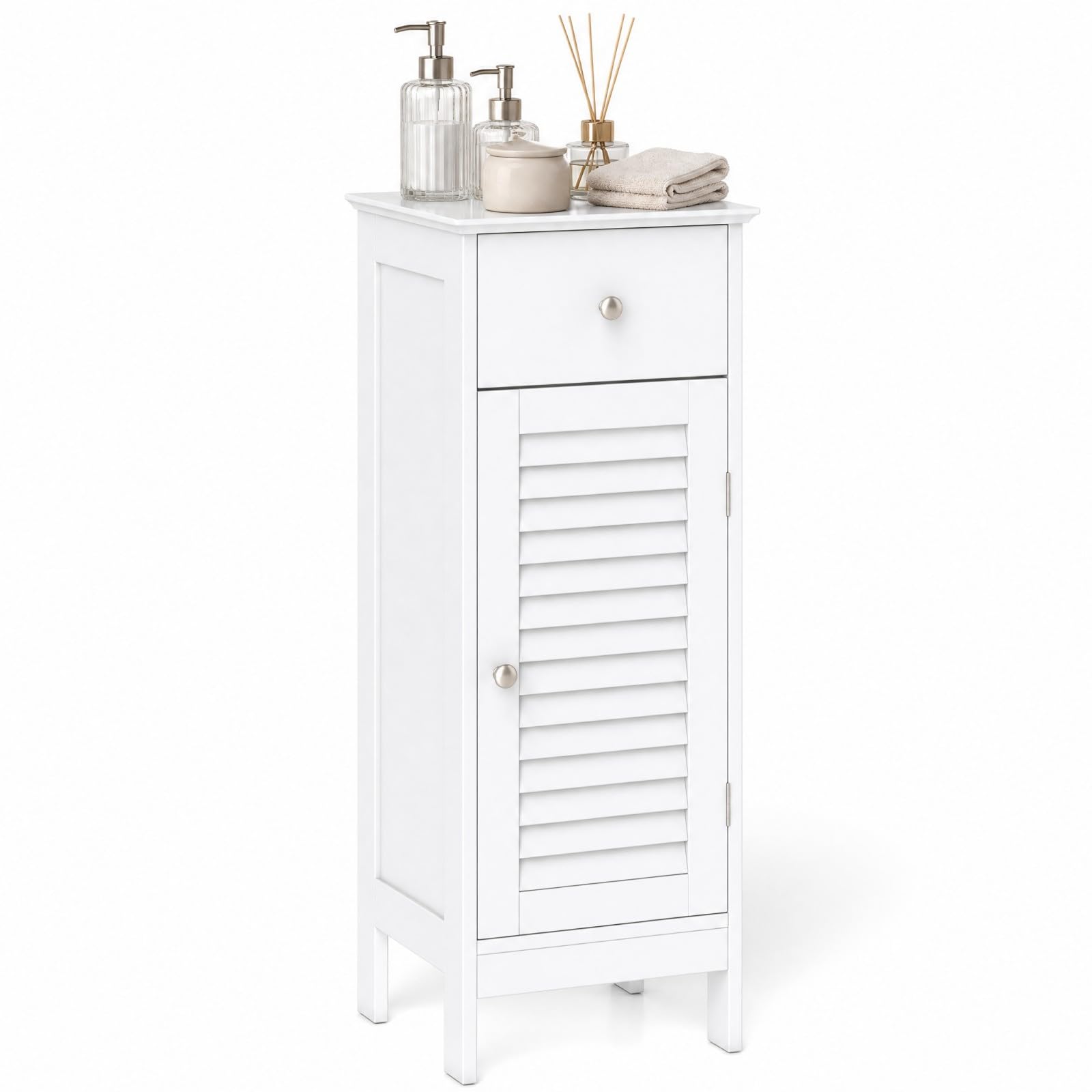 LIFEZEAL Meuble de Rangement pour Salle de Bain avec Étagère Réglable