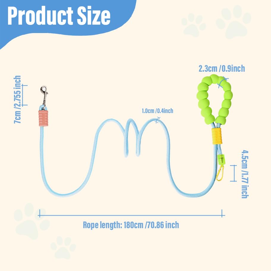 1.8m ×1cm Strong Dog Leash, Adjustable Training Lead with Soft Padded Handle & Clip - Image 2