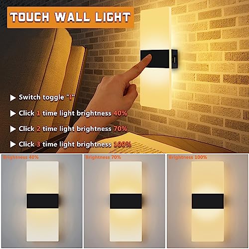 Ankboy Acrylic Wall Lamp With Touch Switch, Usb Rechargeable Led Battery Powered Wall Sconces Set Of Two, Magnetic Bedside Wall Light Fixtures Portable Night Lights Indoor, Warm White 3000K #TOP3