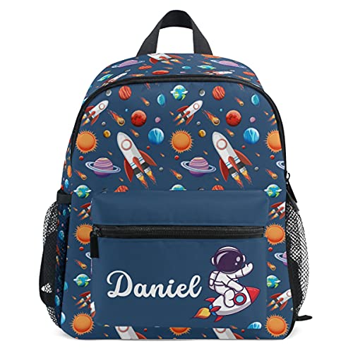 Emelivor Custom Space Kids Preschool Backpack Toddler Boy Girl School Bag for Children Personalized Camping Galaxy Bookbag with Chest Strap