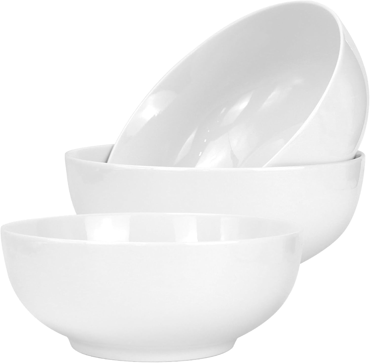 Malloom Lot de 3 grands bols à soupe de 1700 ml, bols à pho de 20 cm, en porcelaine blanc crème, parfaits pour les repas salés et le service