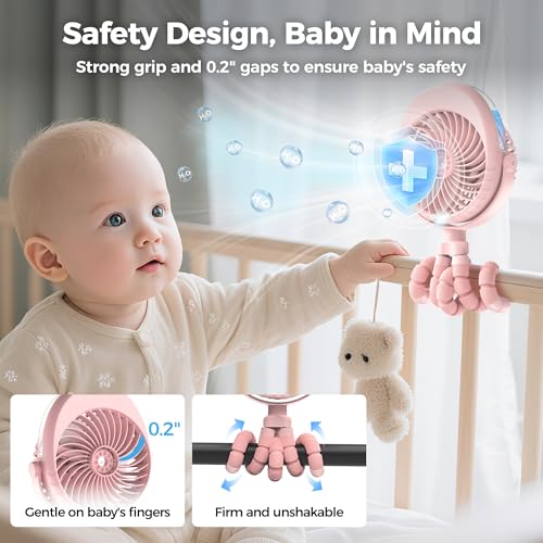Image of 2026 Upgraded Misting Baby Stroller Fan Rechargeable, Flexible Tripod Clip for Car Seat Crib, Baby Shower Gifts & Baby Registry Search, Newborn Essentials for Beach Travel, Disney Summer Essentials