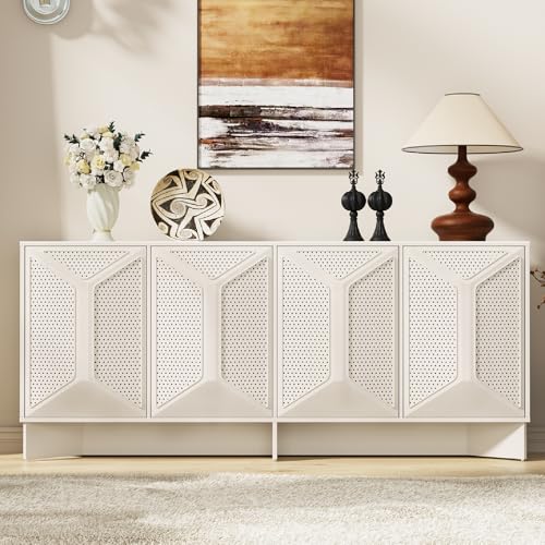 Image of ALLSTAND Sideboard Buffet Cabinet with Storage, 70'' Large Mid Century Modern Sideboard, Accent Credenza Storage Cabinet for Living Room Entryway Hallway, White