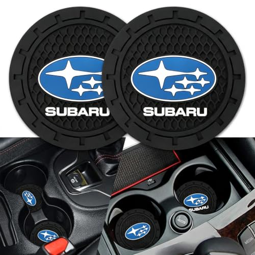 Image of Black Silicone Car Coasters for Subaru Series Series Non-Slip Car Cup Holder Coasters,Car Interior Accessory for Car Cup Holder 2.75IN 2Pack