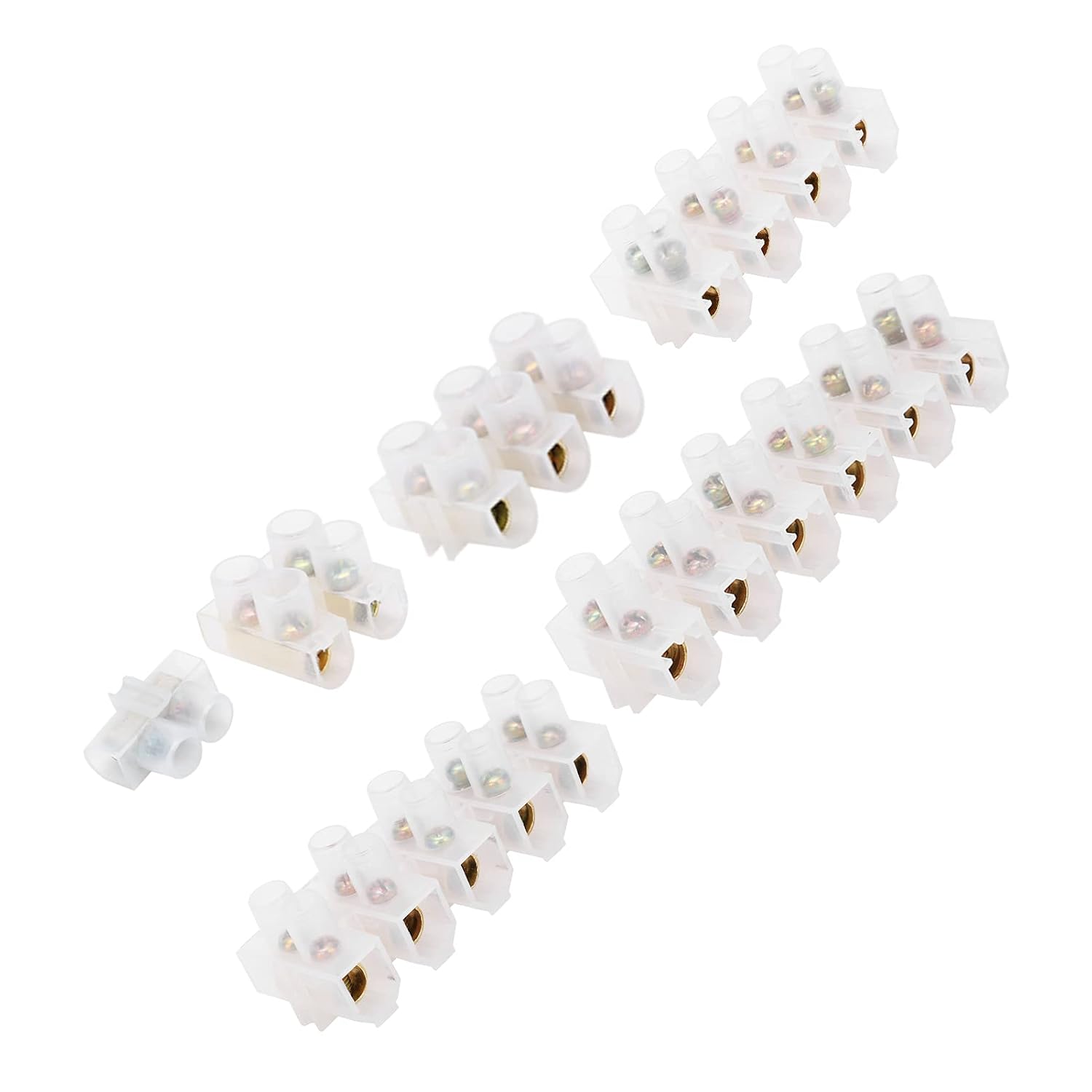 60Pcs Terminal Block Strip , Amplifier Installation Power-Cable Terminals Flame‑Retardant Through‑Type Wire Connector Screw Terminals 60A 1~2.5mm² : Electronics