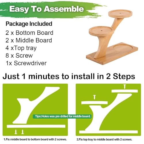 Fahawel Tabletop Bamboo Succulent Plant Stand Indoors Desktop Window Sill Plant Shelf 2 Packs, Small Mini Cute 3 Tier Plant Holder For Indoor Plants Table Top Desk Tiered Planter Flower Pot Holder #TOP4