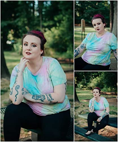 Image of CARCOS Plus Size Tops for Women Short Sleeve Shirt Summer Star /Leopard /Tie Dye /Flower Crewneck Pullover Tunic XL-5XL