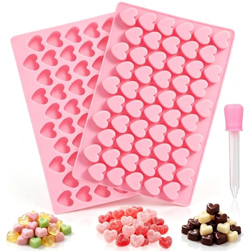Image of Heart Mini Silicone Gummy Molds with 1 Dropper, 2 Pack Candy Molds
