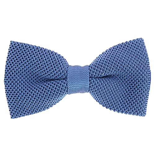 Noeud papillon tricot en soie bleu céruléen Tony & Paul fabriqué en Italie