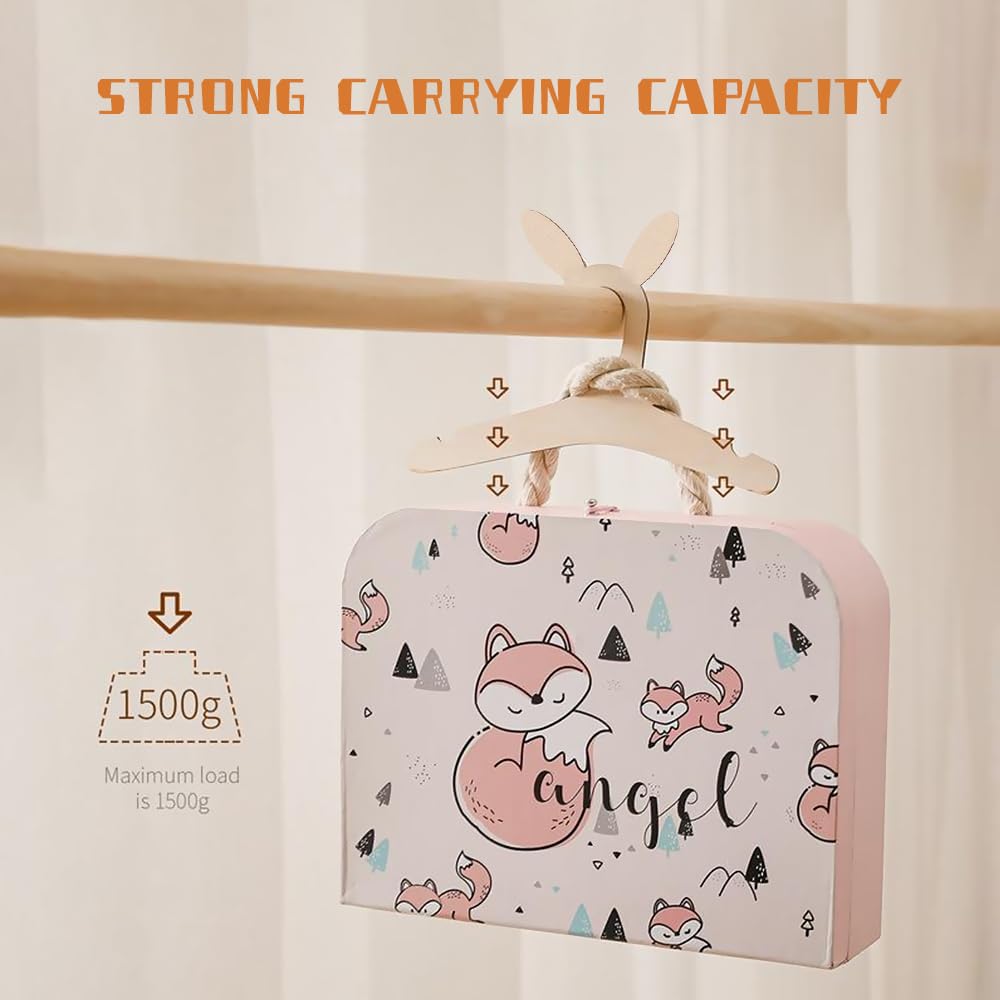 Grucce in legno per bambini, 20 grucce per bambini, per bambole, in legno, a forma di coniglio, design scanalato, per decorazione, per appendere vestiti (15,5 x 22,8 cm)