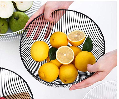 Cq Acrylic Metal Wire Fruit Basket,Large Round Storage Baskets For Bread,Metal Wire Bread Fruit Bowl Vegetable Stand Holder For Snacks,Modern Fruit Bowl Decorate Kitchen Counter,Black #TOP6