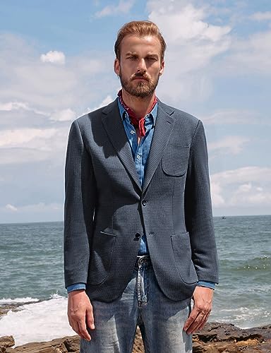 Mens Knit Sports Coat - Lightweight Business Jacket - Textured Knit Blazer for Man - Thumbnail 3