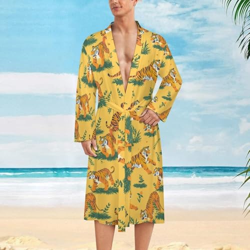 Funny Tigers Funny Men's Robe Novelty Soft Lightweight Bathrobe Long-sleeve Spa Robes2