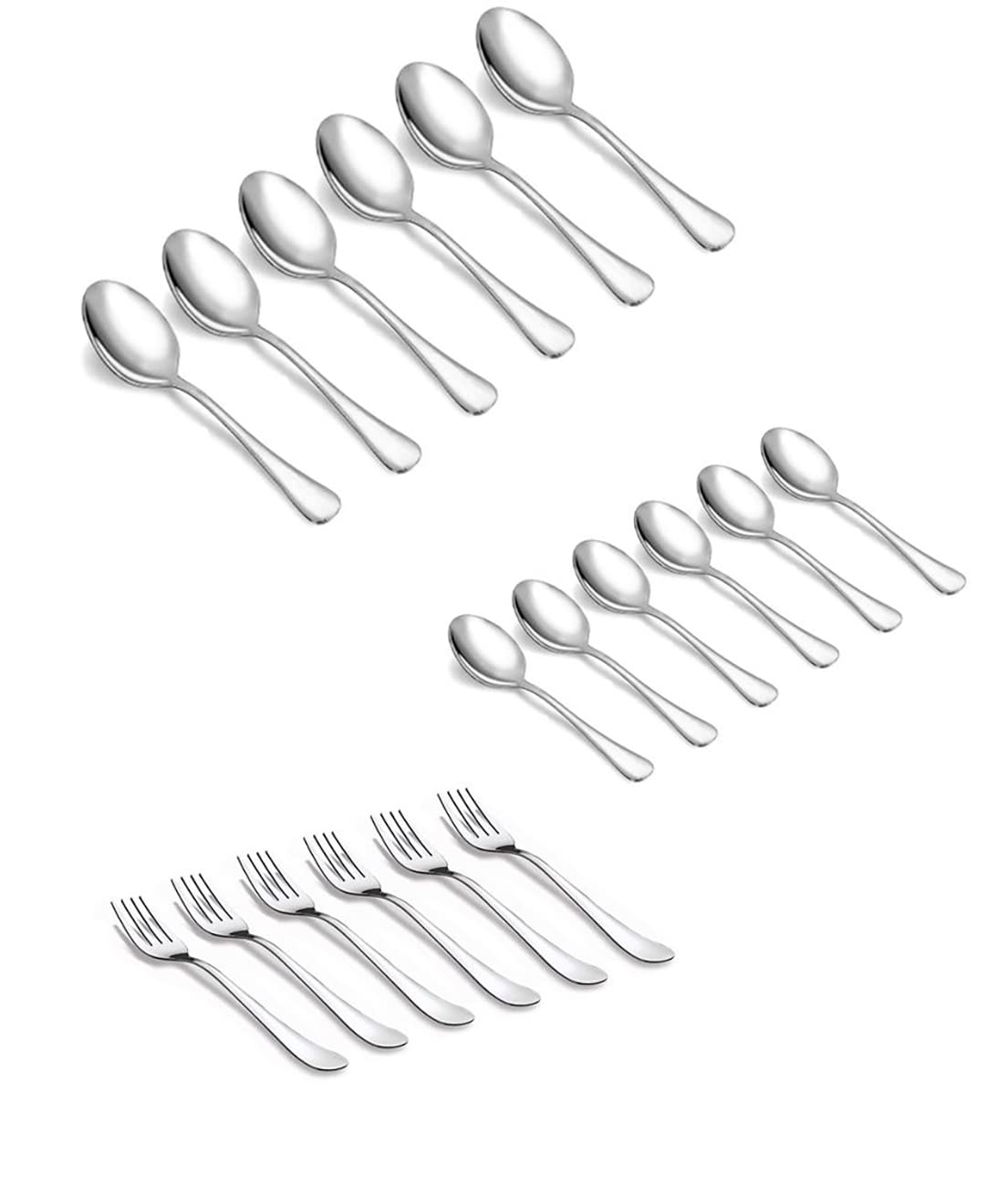 HOMETALESStainless Steel Cutlery Set of 18 (6 Tea Spoon, 6 Baby Spoon and 6 Baby Fork)