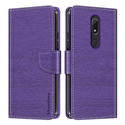 Shantime Étui Portefeuille Cuir Compatible avec Wiko View Prime, Housse Colorée Rabat avec Cartes, Fermeture Aimantée Protection Totale(Violet)