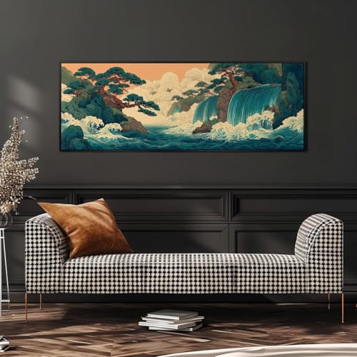 Larges vagues d'Hokusai sur une grande œuvre d'art mural pour s'évader