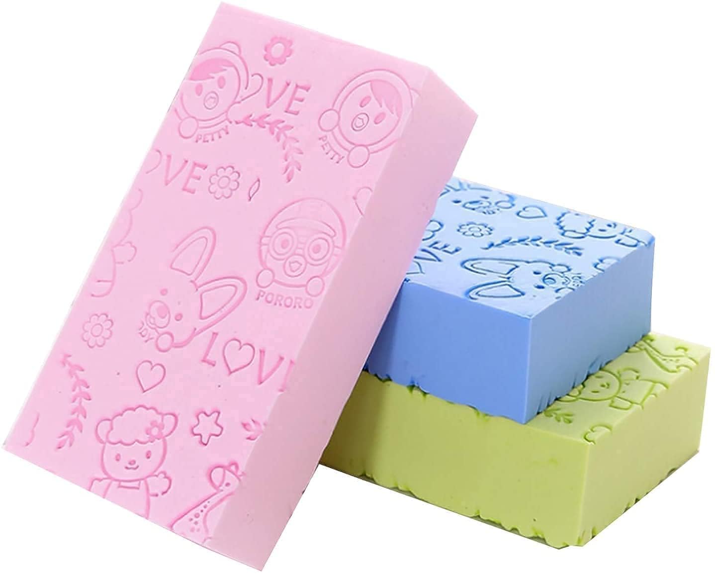 Bath Scrubber Sponge Pack of 3 Soft Foam Body Bath Sponge Gentle Exfoliating Shower Sponge for Baby Kids & Adults Skin Cleansing Bathing Sponge Multicolor-image-36