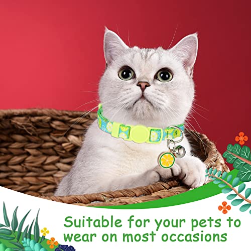 12 Pieces Breakaway Cats Collar With Bell And Summer Fruit Patterns Pendants, Safety Adjustable Collar Set For Pets Decoration (Small) #TOP4