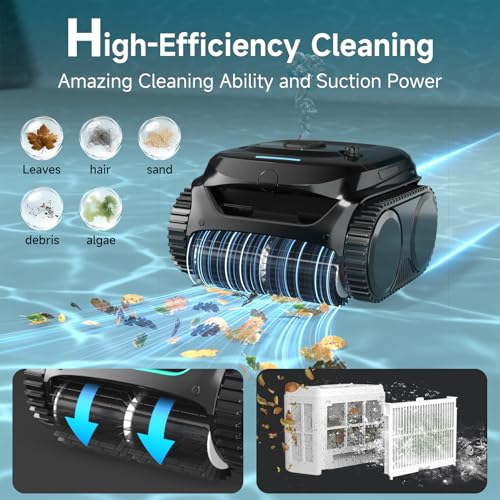 Image of WYBOT C2 Cordless Robotic Pool Cleaner, Pool Vacuum Robot for Inground with Dual Filter, Lasts 150 Mins, Wall & Waterline Cleaning, Smart Weekly Timer, App Support, OTA Upgraded, Dark Black