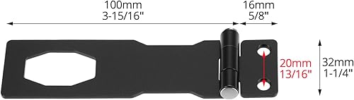 Miniatura 6 de QWORK Cerraduras de cerrojo con llave, paquete de 4, cerraduras de puerta negras de 4 pulgadas con 24 tornillos de montaje y 8 llaves, material de