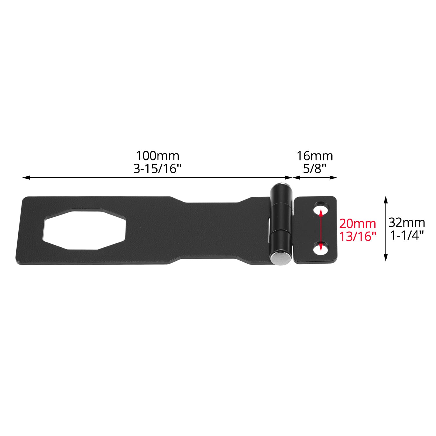 QWORK® - Lucchetto Hasp, Chiusure Hasp, Serratura a Chiave con viti, per porte, finestre, cassetti, armadi, 4" / 10cm, Nero, 1 pezzi