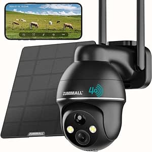 ZUMIMALL 4G LTE Cellular Solar Security Camera Wireless Outdoor, 2K No WiFi Security Camera Solar Powered with Color Night Vision, 2-Way Talk, Motion Alert, Cloud, SIM Included(US Version) asin的图片