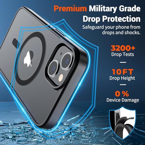 Image of iPhone 15 Plus Magsafe Hard Back Case | Matte Design & 360 Protection | Military-Grade Apple iPhone 15 Plus Cover | Strong Magnet Back - Black