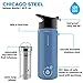 GROSCHE Chicago Stainless Steel Tea Infuser Flask | Beverage Bottle | Hot & Cold Drinks | Loose Leaf Tea Infuser | Travel Convenience Water Bottle | 16 fl oz, Blue