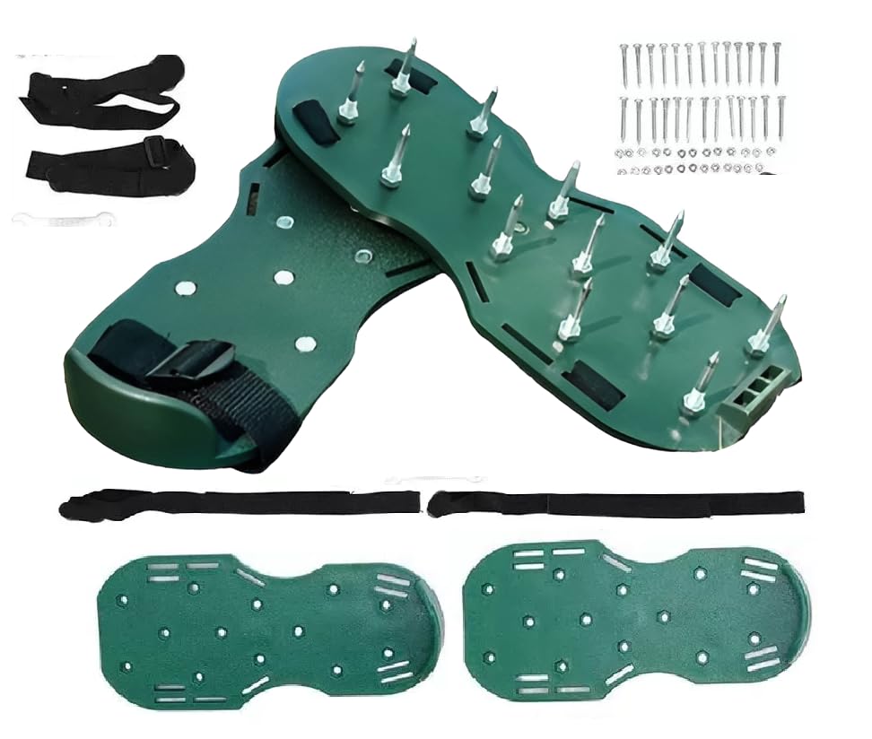 Optimal Products Shoes Pair Lawn Aerating Spike Grass Aerator Sandal Adjustable Straps Gardening