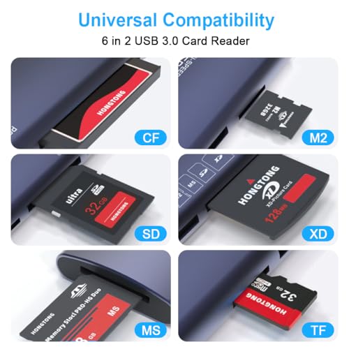 Image of ZORBES 6-in-1 USB 3.0 XD CF M2 MS SD Card Reader 5Gbps Aluminum Alloy