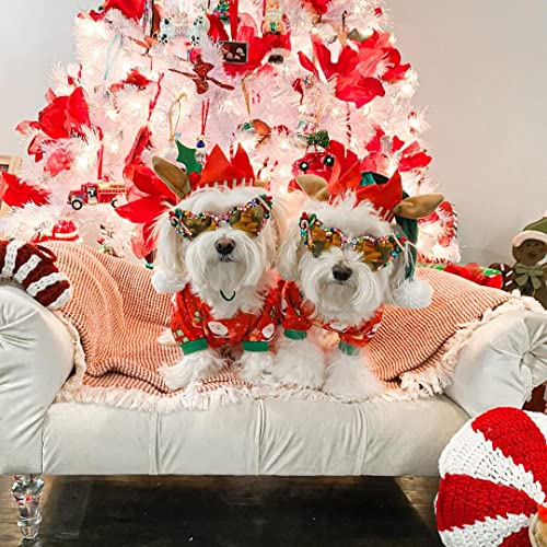 Image of CuteBone Small Dogs Christmas Outfit Soft Puppy Onesies Pjs Dog Pajamas Pet Coat Cat Apparel Comfy Doggie Jumpsuit Bodysuit for All Seasons