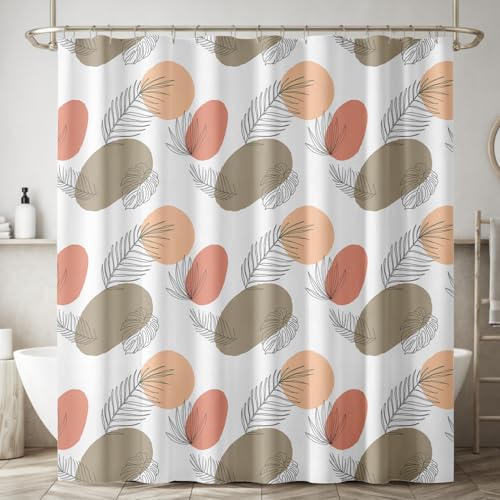 Image of Sassoon Autumn Leaves Printed Shower Curtain for Bathroom with Hooks- 1Pc