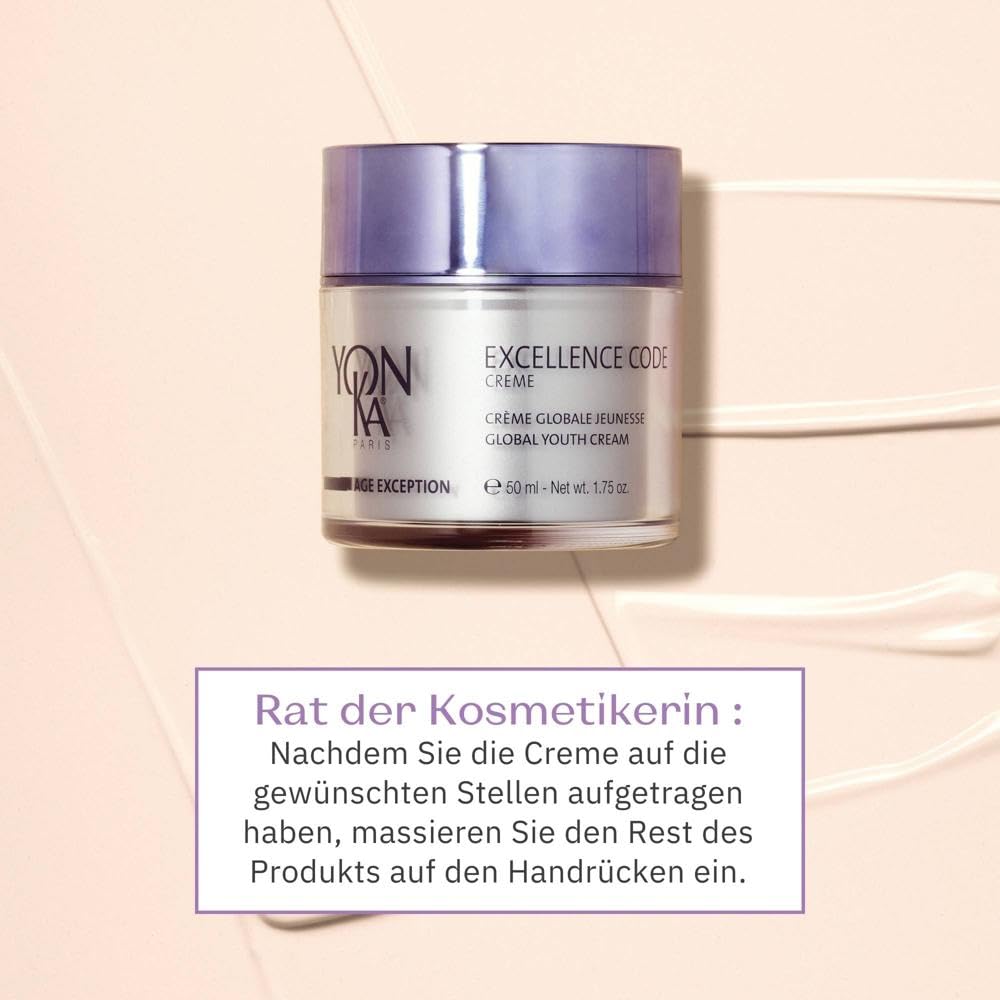 Age Excellence Code Creme Yonka 50ml | Anti-Aging Tagescreme für reife Haut, Botanische Mischung aus 20 aktiven Inhaltsstoffen | Dermatologisch bewiesene Ergebnisse! 94% natürlichen Ursprungs