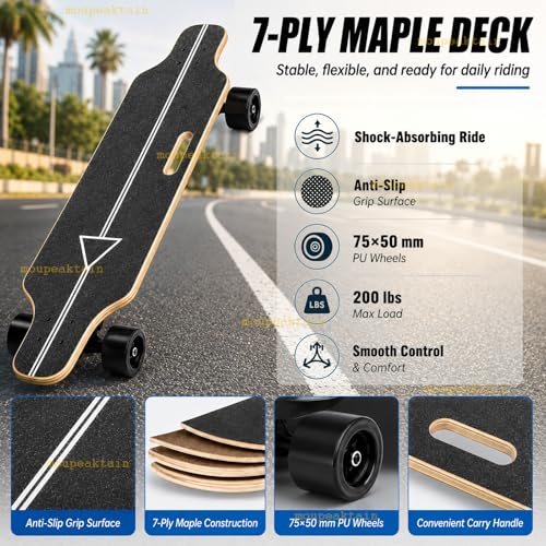 Longboard électrique 350W avec télécommande et 4 vitesses