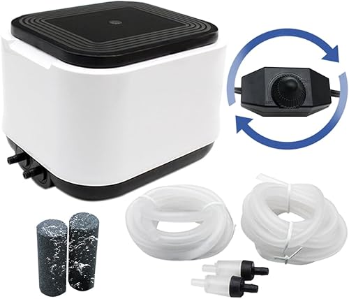 Aquarium Air Pump Quietest for Fish Tank 20-300Gallon20-600Gallon,2 Air Outlets Ultra Silent Powerful Adjustable Aerator Pump for Livewell