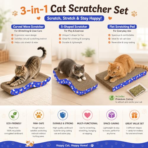 Image of PETS EMPIRE Cat Scratcher Cardboard (CT14 + PB110 + PB109)