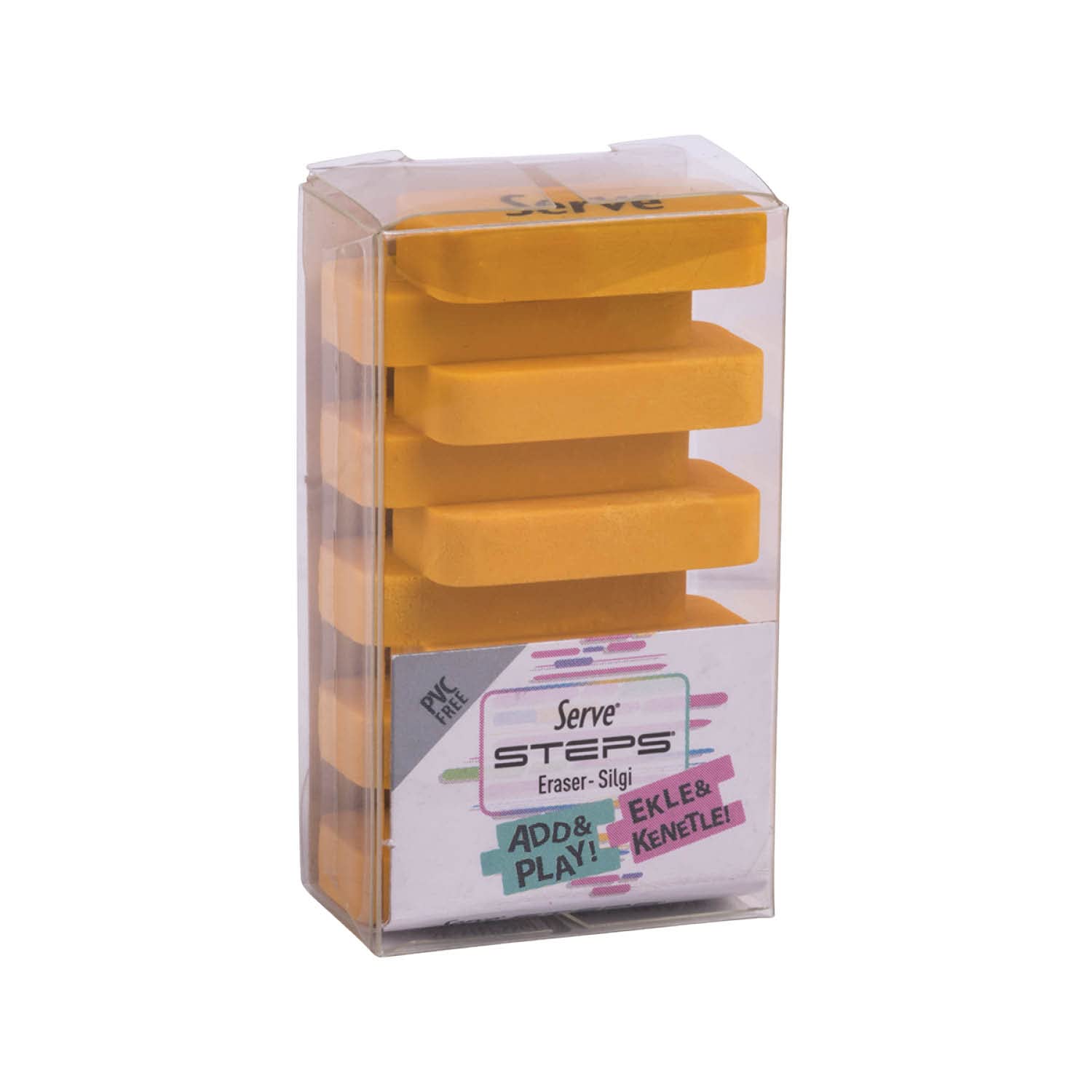 Serve Steps Silgi Pastel Hardal Sarisi Tekli Pet 2li paket