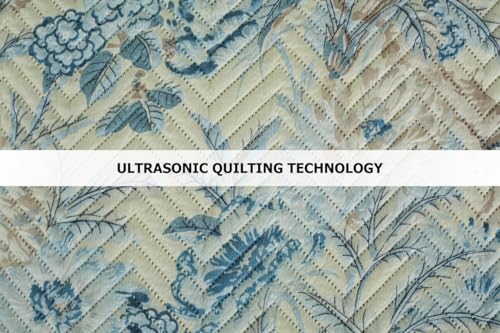 Image of BSB Home Furnistitchs Cotton Feel Quilted Ultrasonic Bedcover Bedsheet Quilt Bedspread with 2 King Size Pillow Covers 90 x 100 inches / 228 x 252 cms - Decorative Bed Cover King Size (Blue Grass)