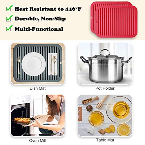 Image of Walfos Silicone Trivets for Hot Pots and Pans - Heat Resistant Hot Pads for Kitchen Counter- Multi-Purpose & Versatile Trivet Mat - Long-Lasting & Flexible Silicone Hot Pad